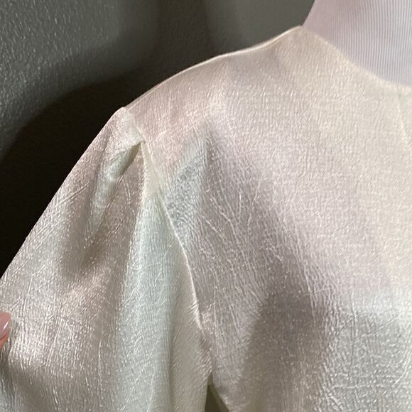 Oscar De La Renta Vintage Textured Cream Long Sleeve Blouse Button Down - Picture 4 of 12
